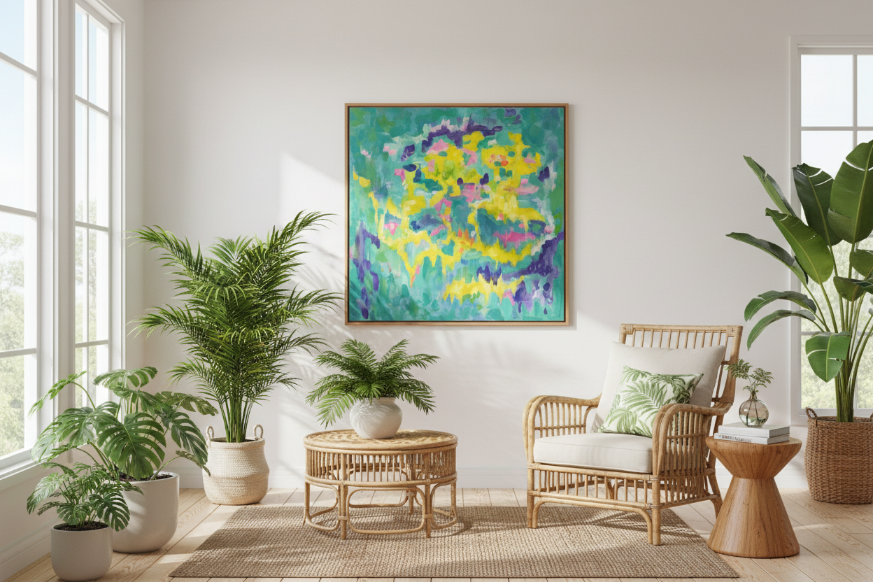 Painting on tropical home wall